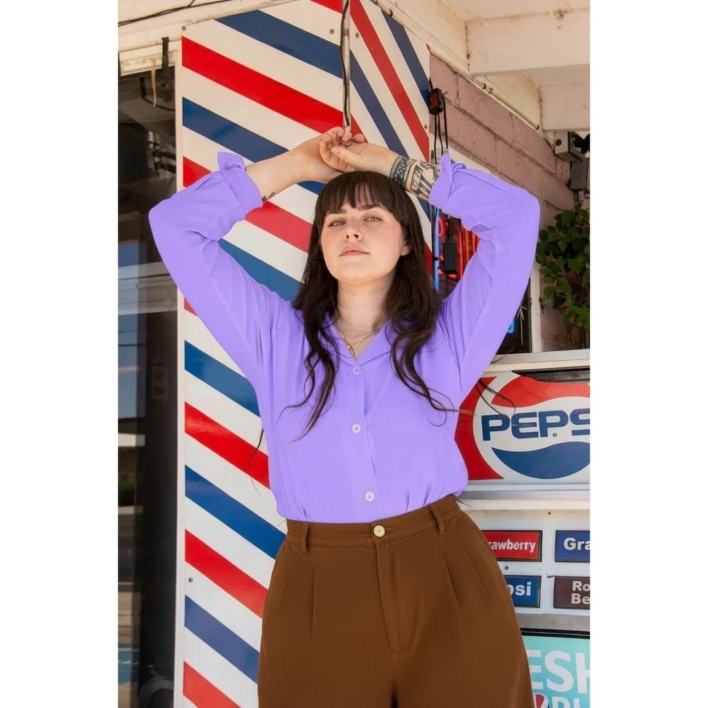 Big Bud Press | Pantry Button Up XXS Purple Unisex Cotton‎ Rayon Long Sleeve